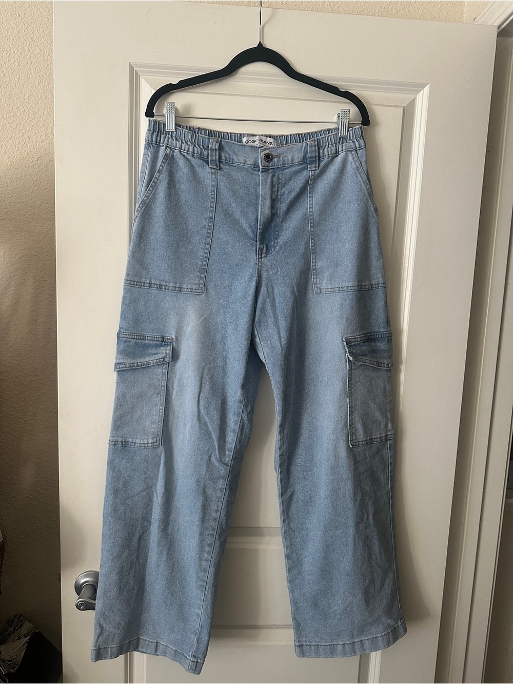 GOGO Light Blue Wide Leg Skater Cargo Jeans